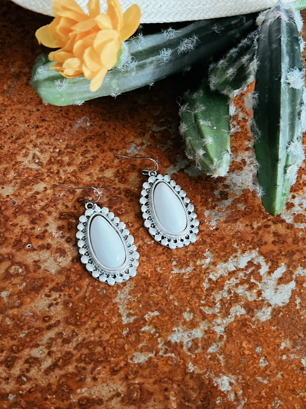 White Turquoise Earrings