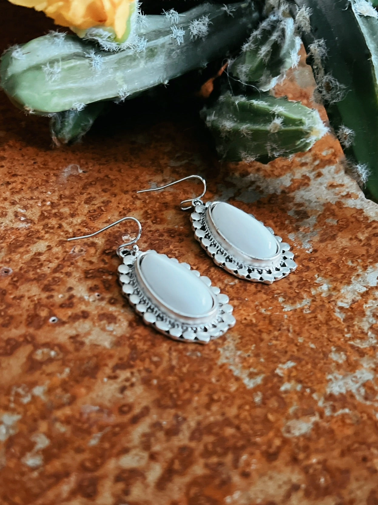 White Turquoise Earrings