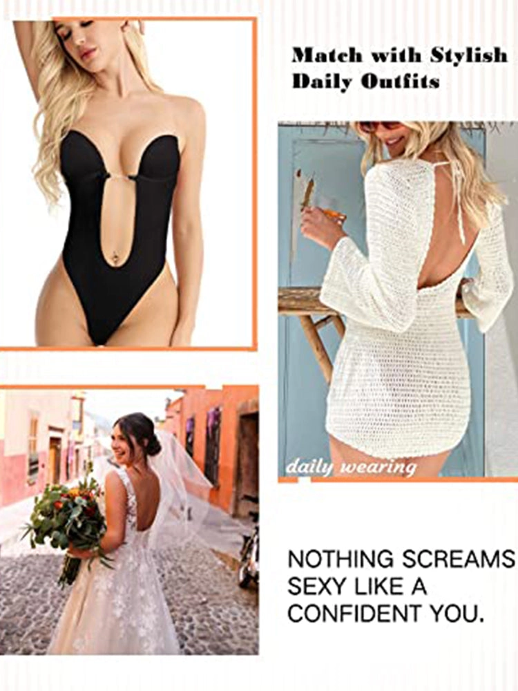 Women's Backless Built-in Wireless Bra Embroidered Lace Body Shaper