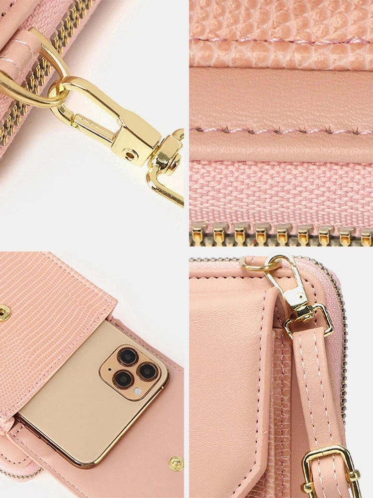 Women's Casual Multi-function Phone PU Crossbody Bag